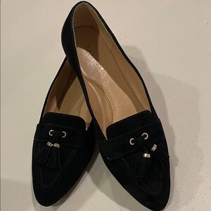 100% Leather Talbots Francesca black suede driving flats Size 8